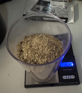 Verificación del peso de las muestras de granos